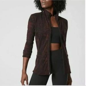 Athleta Shanti Jacquard Athletic Zip-up Red Burgundy Jacket Size Medium